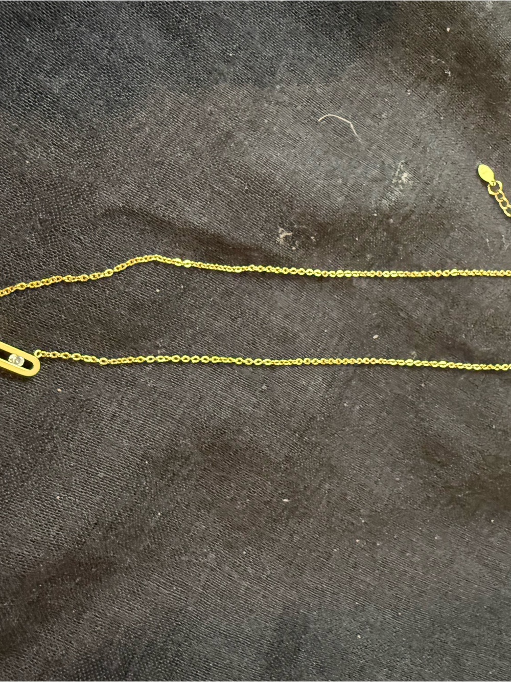Gold Tone Rhinestone Bar Necklace